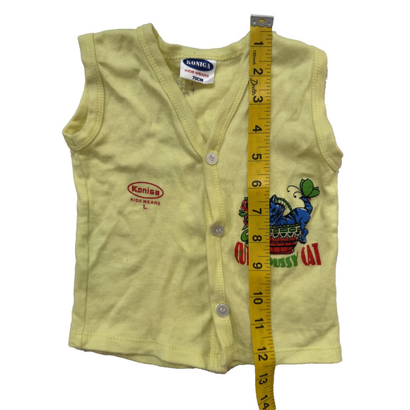 Koniga Kids Wears Vest 70CM 6-9 Mos Yellow Cute Cat Print VINTAGE Baby - Picture 3 of 5